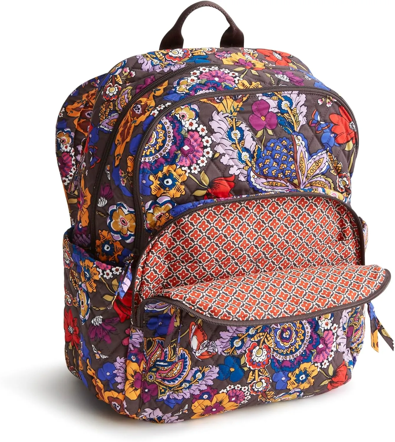 Vera Bradley Women's Premium Cotton Large Bancroft Backpack, Colorful Bouquet, One Size