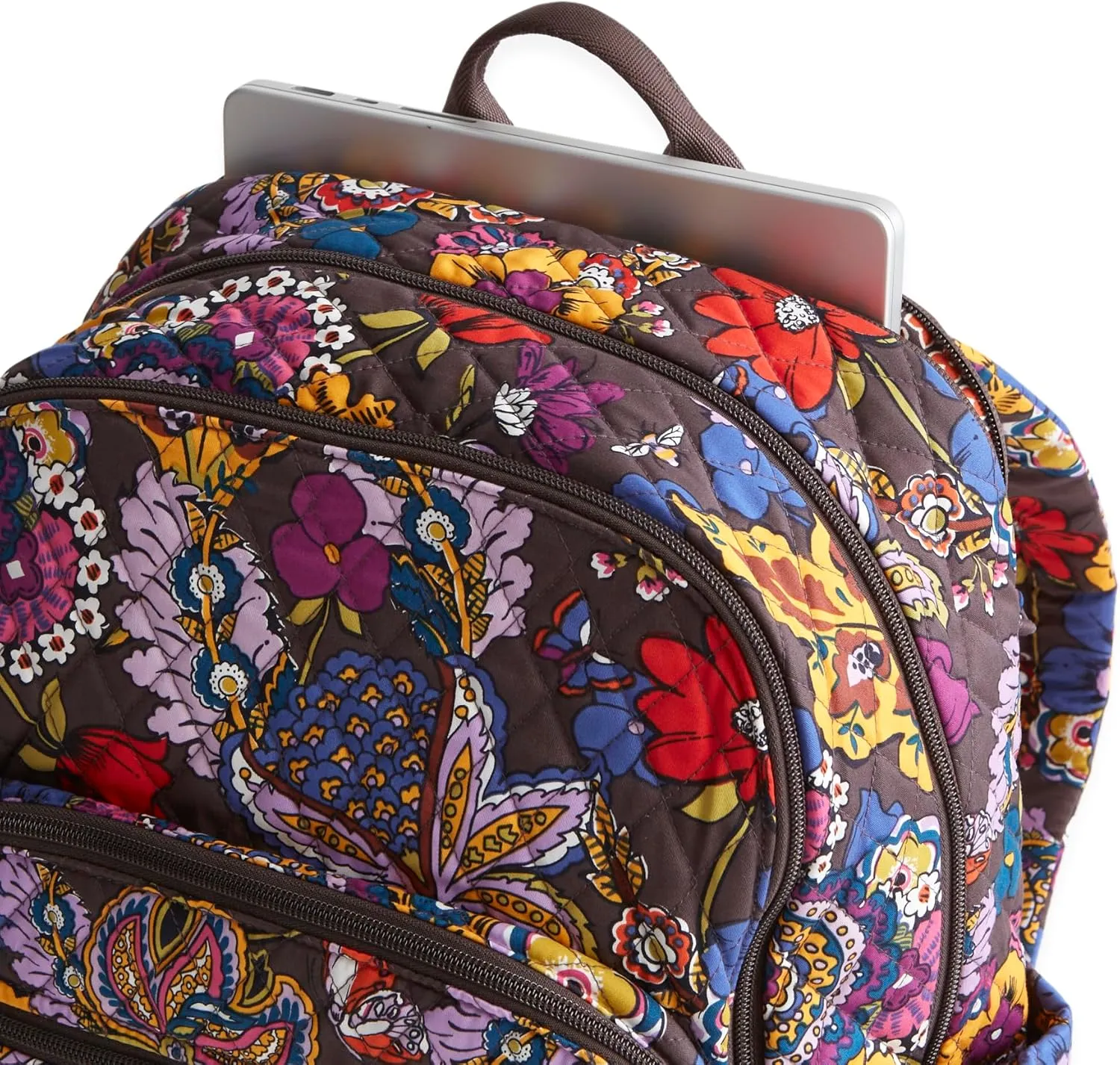 Vera Bradley Women's Premium Cotton Large Bancroft Backpack, Colorful Bouquet, One Size