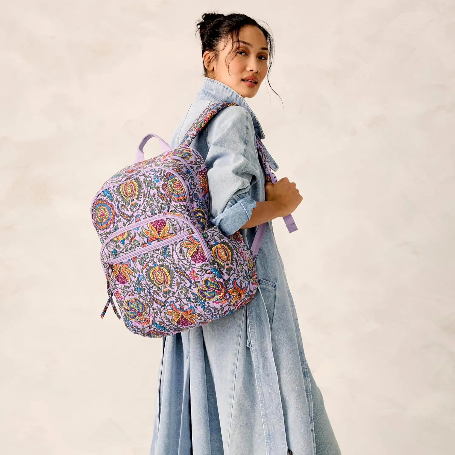 Vera Bradley Women's Premium Cotton Large Bancroft Backpack, Marrakesh, One Size