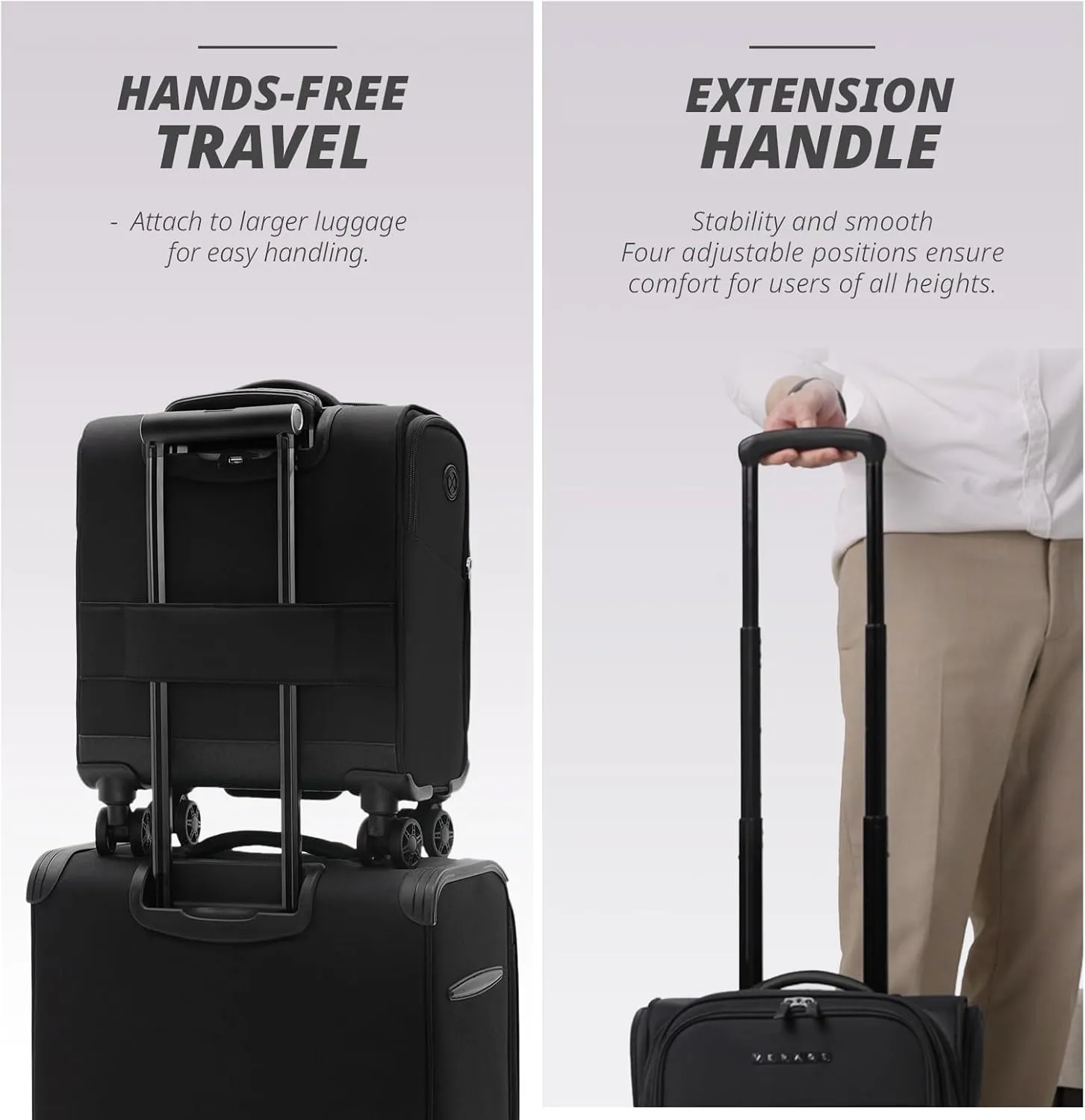 Verage 14 inch Underseat Carry On Luggage with Wheels, Black Softside Small Suitcase Spinner Wheeled Rolling Travel Laptop Bag for Airlines Airplanes Short Trip Men Women