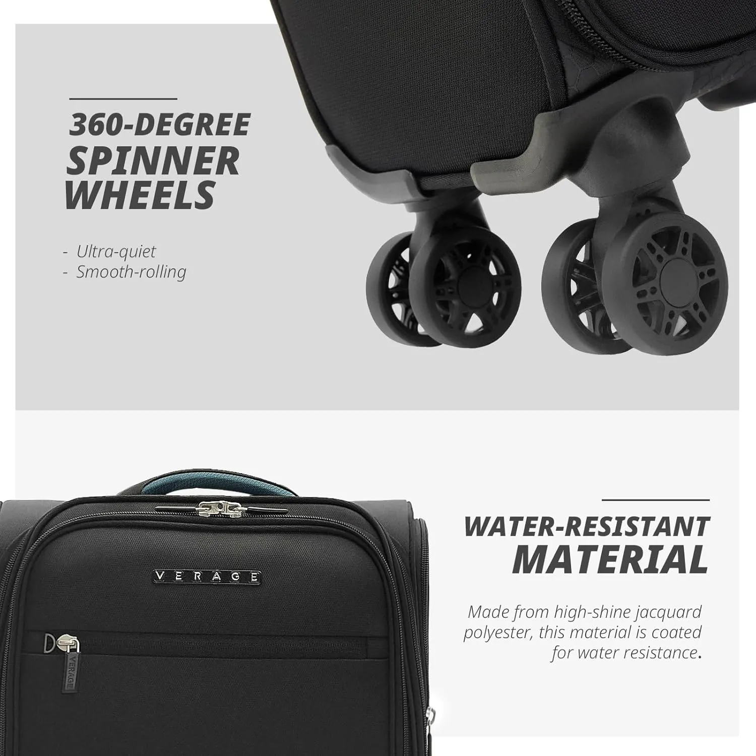 Verage 14 inch Underseat Carry On Luggage with Wheels, Black Softside Small Suitcase Spinner Wheeled Rolling Travel Laptop Bag for Airlines Airplanes Short Trip Men Women
