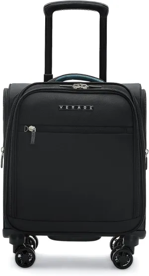 Verage 14 inch Underseat Carry On Luggage with Wheels, Black Softside Small Suitcase Spinner Wheeled Rolling Travel Laptop Bag for Airlines Airplanes Short Trip Men Women