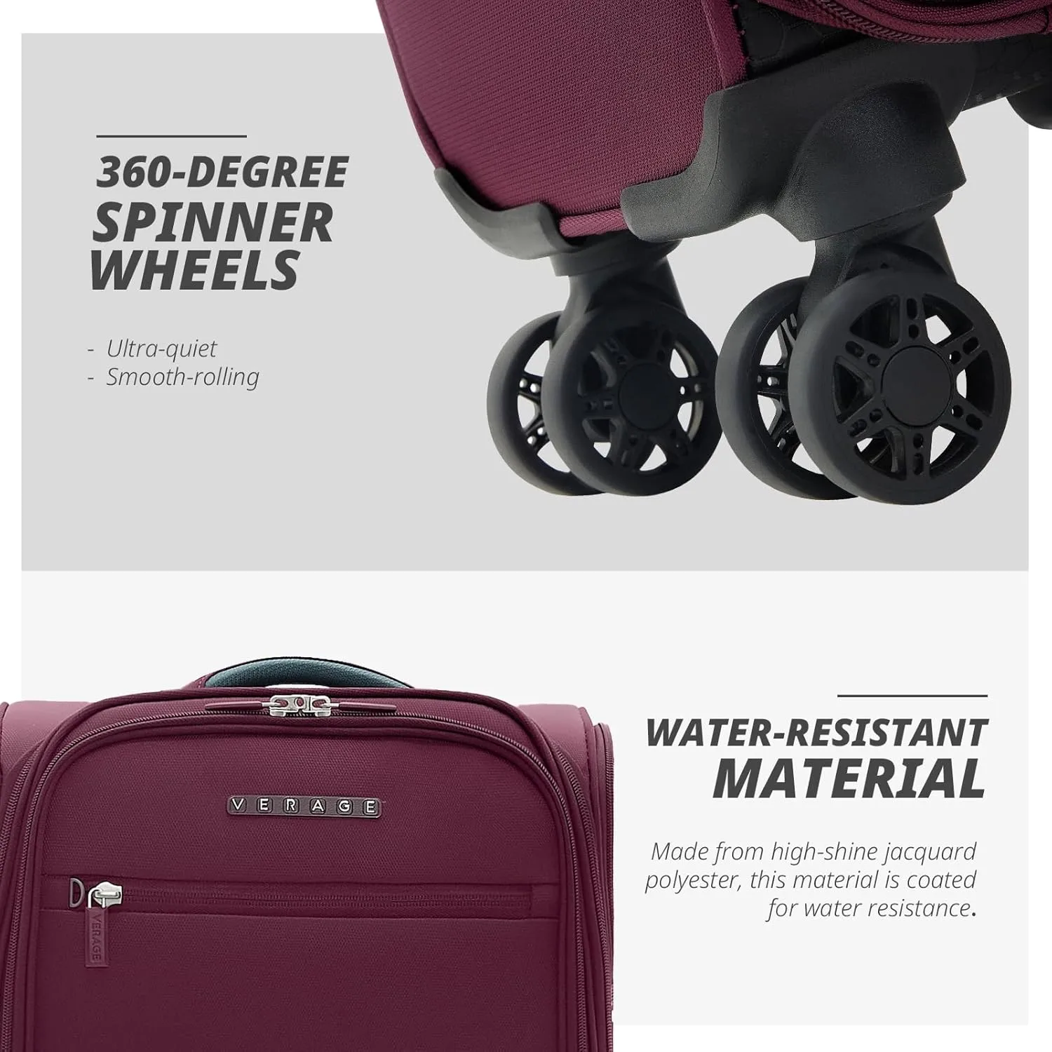 Verage 14 inch Underseat Carry On Luggage with Wheels, Grape red Softside Small Suitcase Spinner Wheeled Rolling Travel Laptop Bag for Airlines Airplanes Short Trip Men Women
