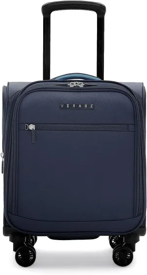 Verage 14 inch Underseat Carry On Luggage with Wheels, Navy Softside Small Suitcase Spinner Wheeled Rolling Travel Laptop Bag for Airlines Airplanes Short Trip Men Women