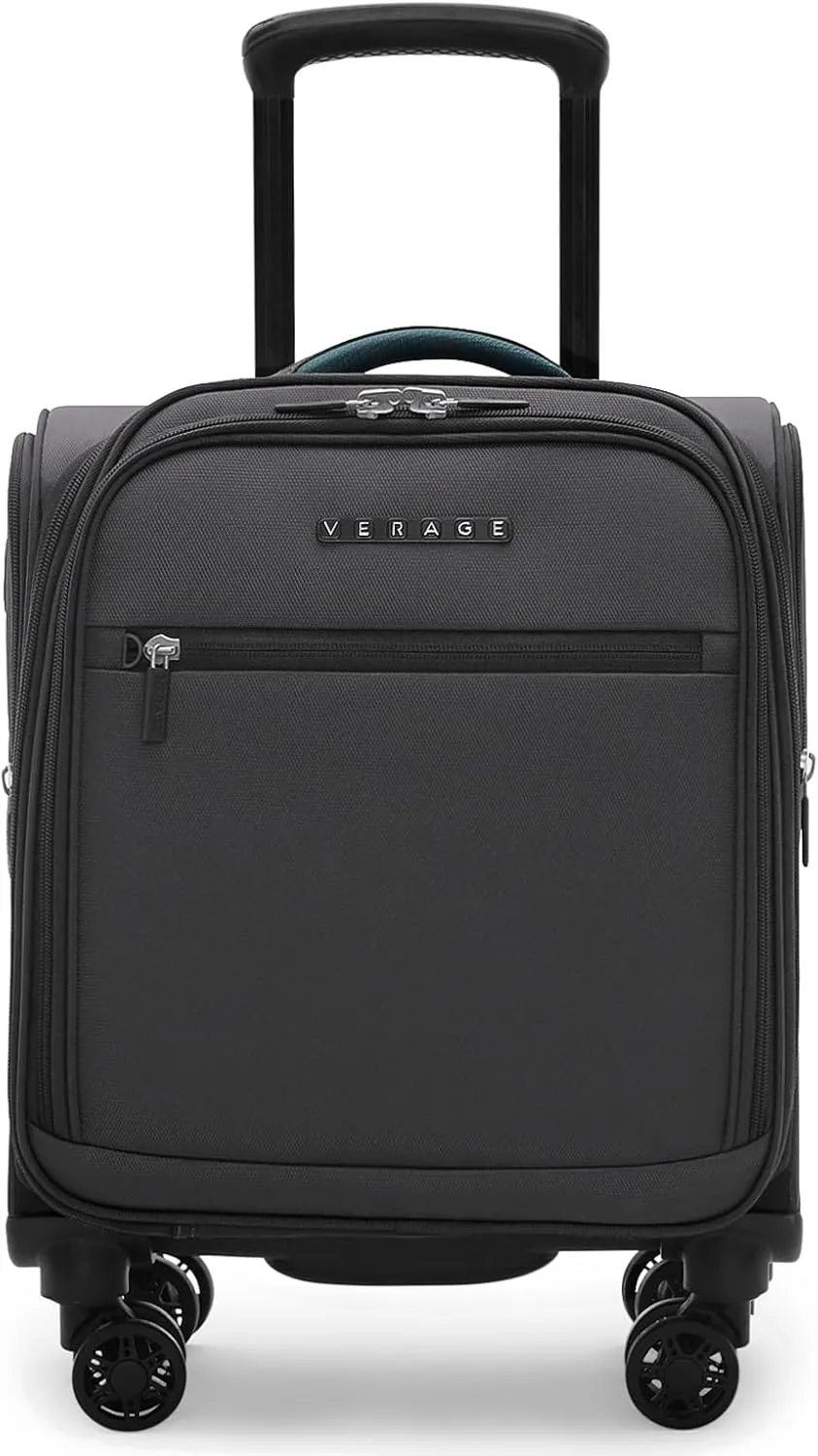 Verage 14.5 inch Underseat Carry On Luggage with Wheels, Softside Small Suitcase Spinner Wheeled Rolling Travel Laptop Bag for Airlines Men Women (Grey, 14.5-Inch Plus Underseat)