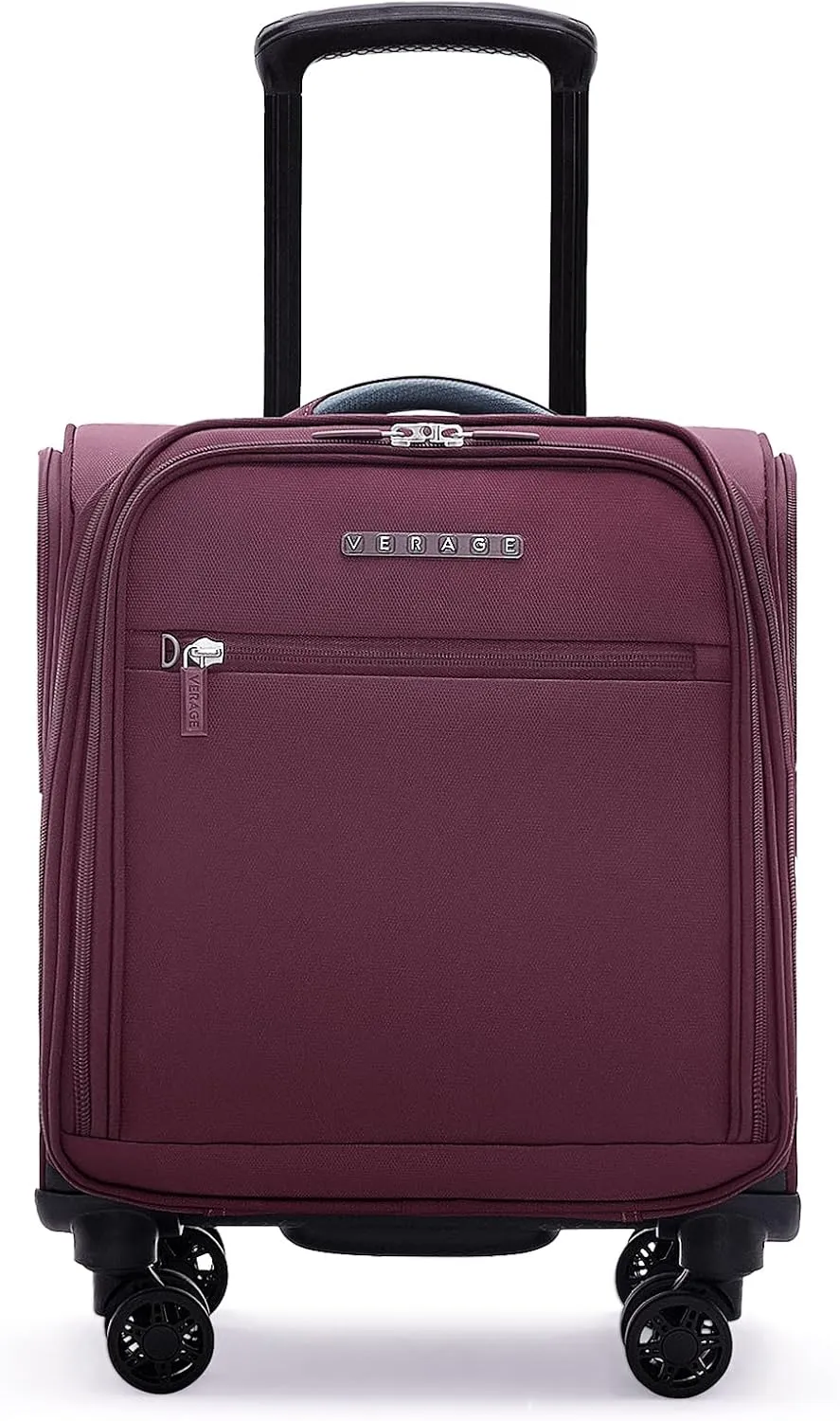 Verage 14.5 inch Underseat Carry On Luggage with Wheels, Softside Small Suitcase Spinner Wheeled Rolling Travel Laptop Bag for Airlines Short Trip Men Women (Grape red, 14.5-Inch Plus Underseat)