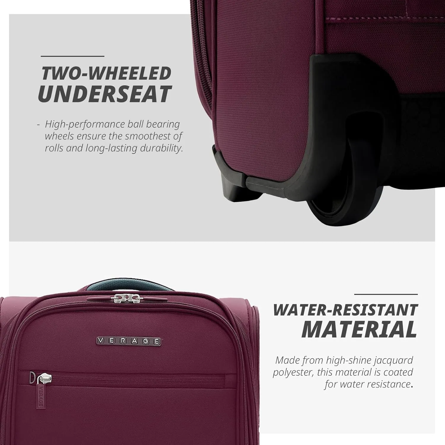 Verage 16 inch Underseat Carry On Luggage with Wheels, Grape red Softside Small Suitcase Spinner Wheeled Rolling Travel Laptop Bag for Airlines Airplanes Short Trip Men Women