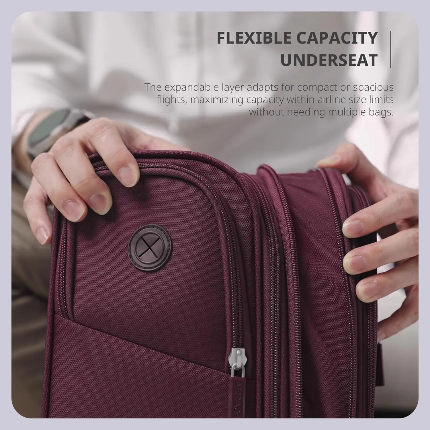 Verage 16 inch Underseat Carry On Luggage with Wheels, Grape red Softside Small Suitcase Spinner Wheeled Rolling Travel Laptop Bag for Airlines Airplanes Short Trip Men Women