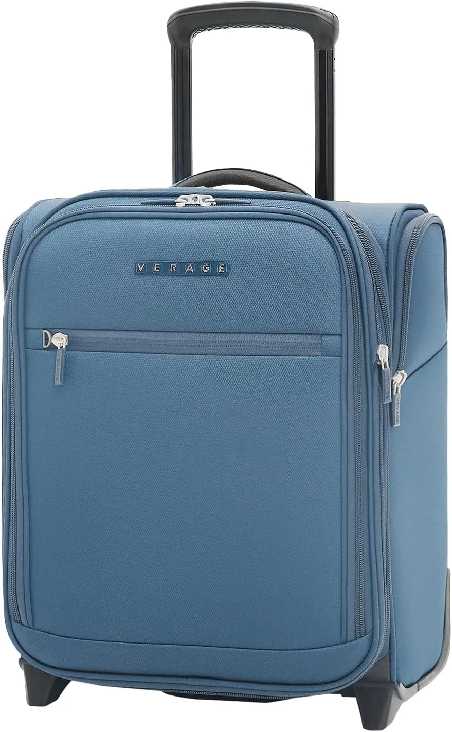 Verage Carry On Underseat Luggage with 2 Wheels & USB Port, 16 Inch Coast Blue Wheeled Spinner Bag Carry-on Luggages for Airlines, Lightweight Suitcase Men Women, Pilots and Crew