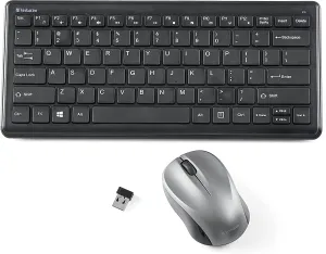 Verbatim Wireless Keyboard and Mouse Combo Compact Silent 2.4GHz Lag-Free Wireless Mouse and Keyboard Combo with USB Nano Receiver for Laptop, PC - Black