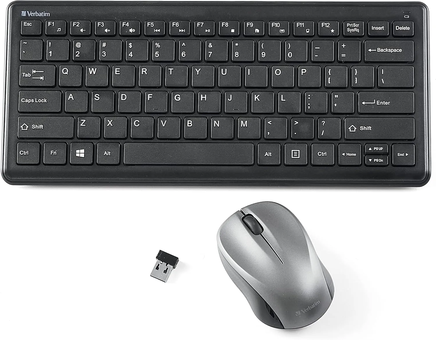 Verbatim Wireless Keyboard and Mouse Combo Compact Silent 2.4GHz Lag-Free Wireless Mouse and Keyboard Combo with USB Nano Receiver for Laptop, PC - Black