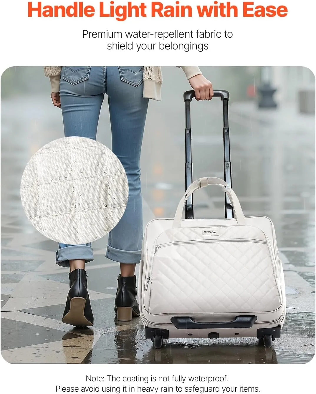 VEVOR Rolling laptop bag,Wheeled Briefcase, Roller Computer Tote Bag, Laptop Case for Work Travel Business Office, Women Men