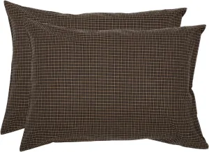 VHC Brands Kettle Grove Standard Pillow Case Set of 2 21x30 Country Primitive Bedding Accessory, Country Black