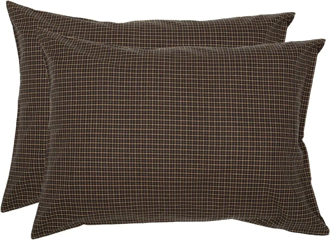 VHC Brands Kettle Grove Standard Pillow Case Set of 2 21x30 Country Primitive Bedding Accessory, Country Black