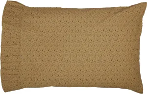 VHC Brands Maisie Standard Pillow Case Set of 2 21x30 Country Bedding Accessory, Tan
