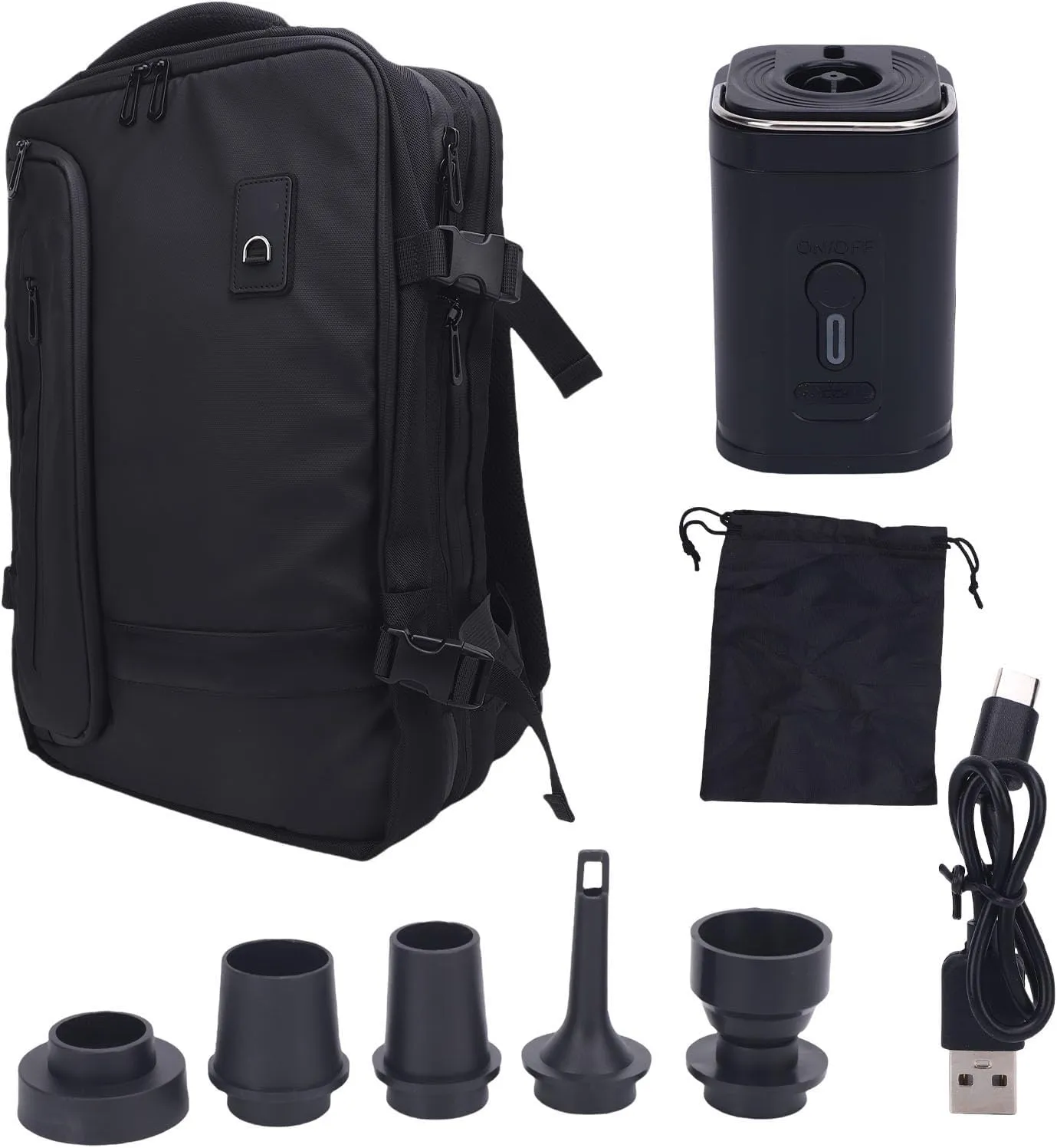 ViaGasaFamido Vacuum Travel Backpack, Space Saving Compression Design, with Lock, Expandable and Spacious, for Short and Long Trips, Oxford Cloth Material, Black Color