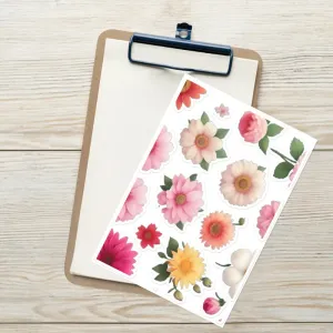 Vibrant Colorful Flowers Sticker Sheet for Trendy Vibes