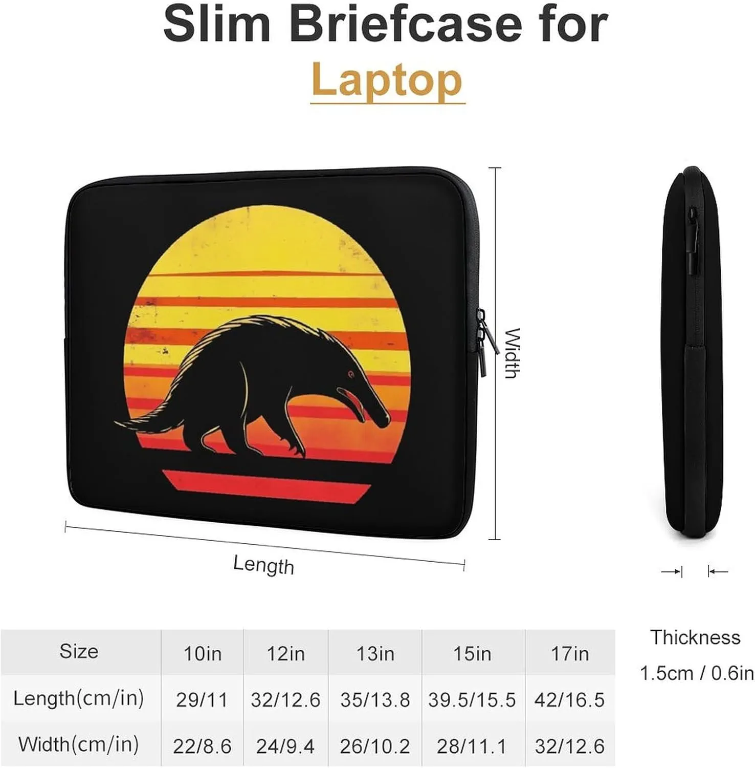 Vintage Anteater Laptop Case Sleeve Bag 12inch Durable Shockproof Protective Computer Carrying Cover Briefcase