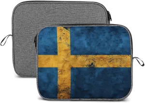 Vintage Sweden Flag Laptop Sleeve Case Protective Notebook Carrying Bag Travel Briefcase 14inch