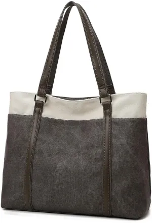 Vintage Woman Laptop Tote Bag,15.6 Inch Handbag Purse with Multiple Pockets.Suitable For Work and Daily using