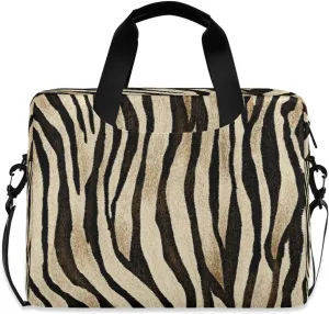 Vintage Zebra Print Animal Laptop Messenger Bag Case Sleeve Crossbody Briefcase for Men Women with Shoulder Strap Handle 13 14 15.6 inch