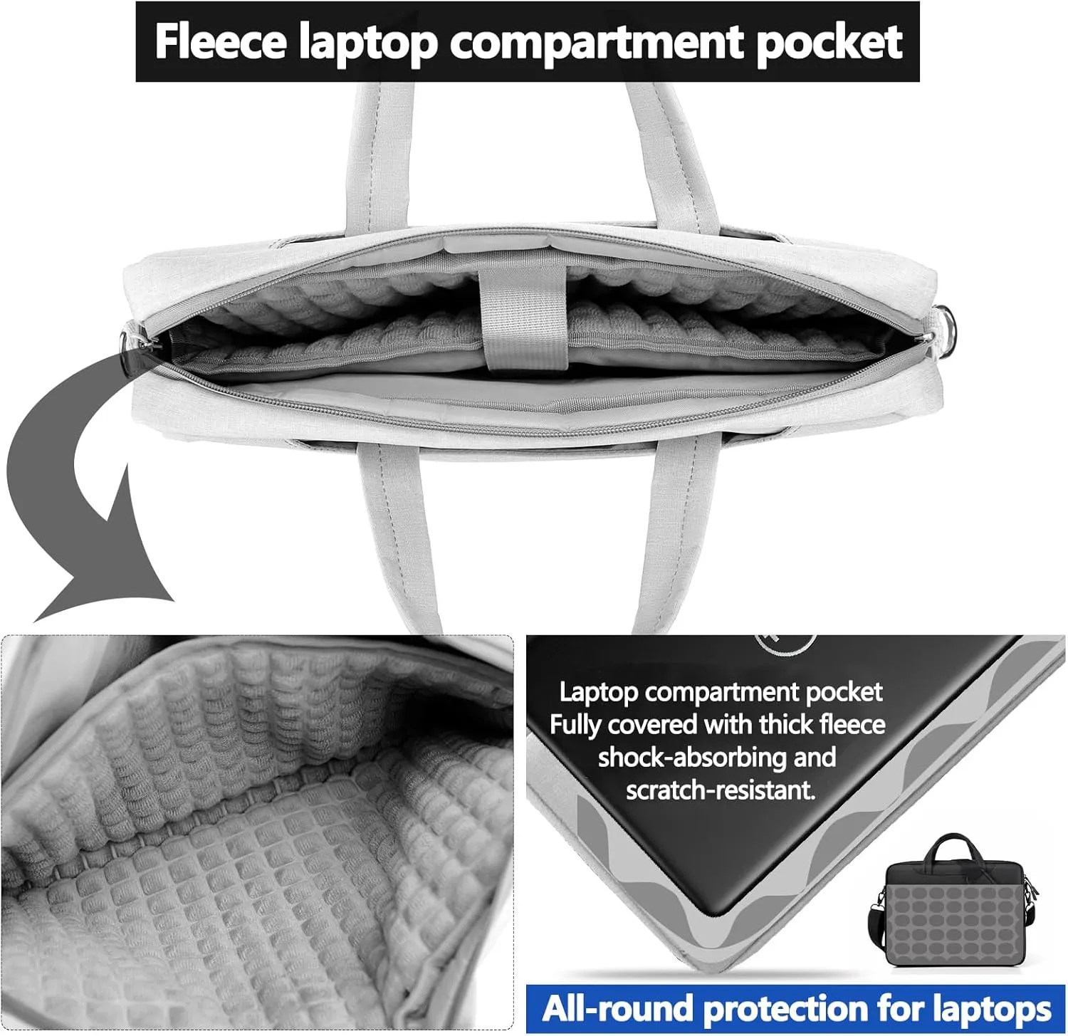 VODIU 14 15.6 16 inch Laptop Case, Basics Laptop Bag with Compartment, Carrying Briefcase Messenger Bag with Strap,Pocket