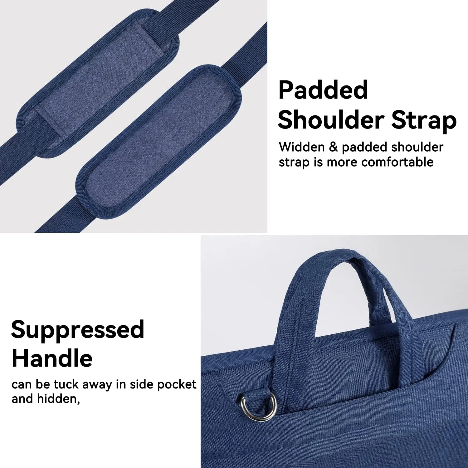 Voova Laptop Bag 15.6 Inch, Waterproof Computer Sleeve Carrying Case with Shoulder Straps & Handle Compatible with Macbook Air 15 M2/M3/M4, MacBook Pro 15/16, 15-16 Inch Hp Dell Acer Asus, Blue