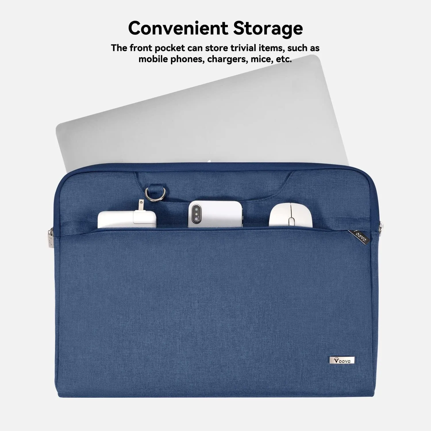 Voova Laptop Bag 15.6 Inch, Waterproof Computer Sleeve Carrying Case with Shoulder Straps & Handle Compatible with Macbook Air 15 M2/M3/M4, MacBook Pro 15/16, 15-16 Inch Hp Dell Acer Asus, Blue