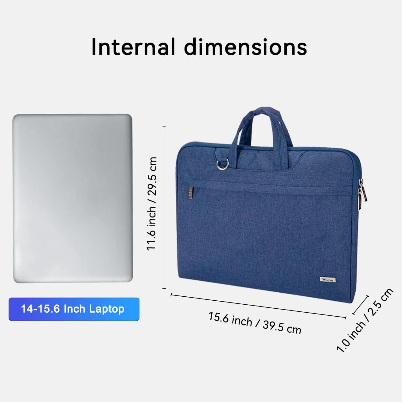 Voova Laptop Bag 15.6 Inch, Waterproof Computer Sleeve Carrying Case with Shoulder Straps & Handle Compatible with Macbook Air 15 M2/M3/M4, MacBook Pro 15/16, 15-16 Inch Hp Dell Acer Asus, Blue