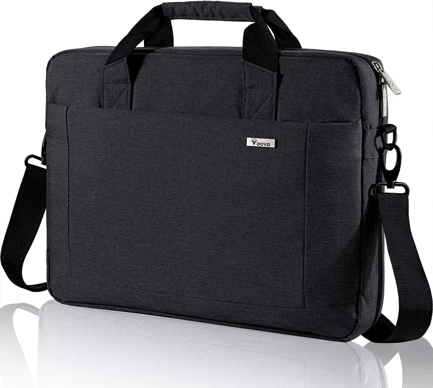 Voova Laptop Bag Case 15 15.6 16 Inch, Computer Sleeve Messenger Bag with Shoulder Strap Expandable Waterproof Business Briefcase for Men Women to Work Travel School, Fit 14-16 Inch Laptop, Black
