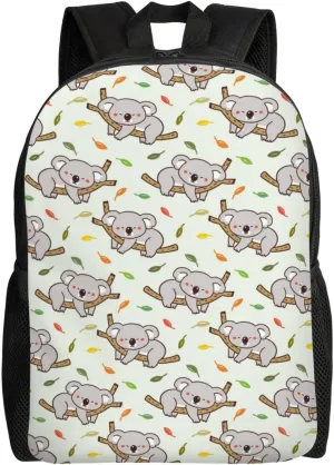 VOSERY Travel Laptop Backpack for Men Women with Adjustable Padded Shoulder Straps, Deciduous Gray Koala Waterproof Backpack with Laptop Sleeve, Computer Backpack Bag Fit 15 Inch Laptop