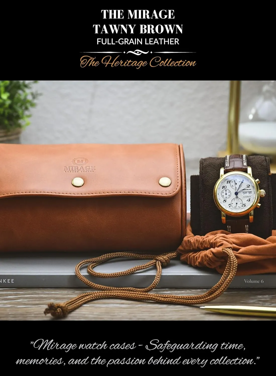 Watch Travel Case for Men 2 slot – Watch Roll – Brown Full Grain Cow Leather