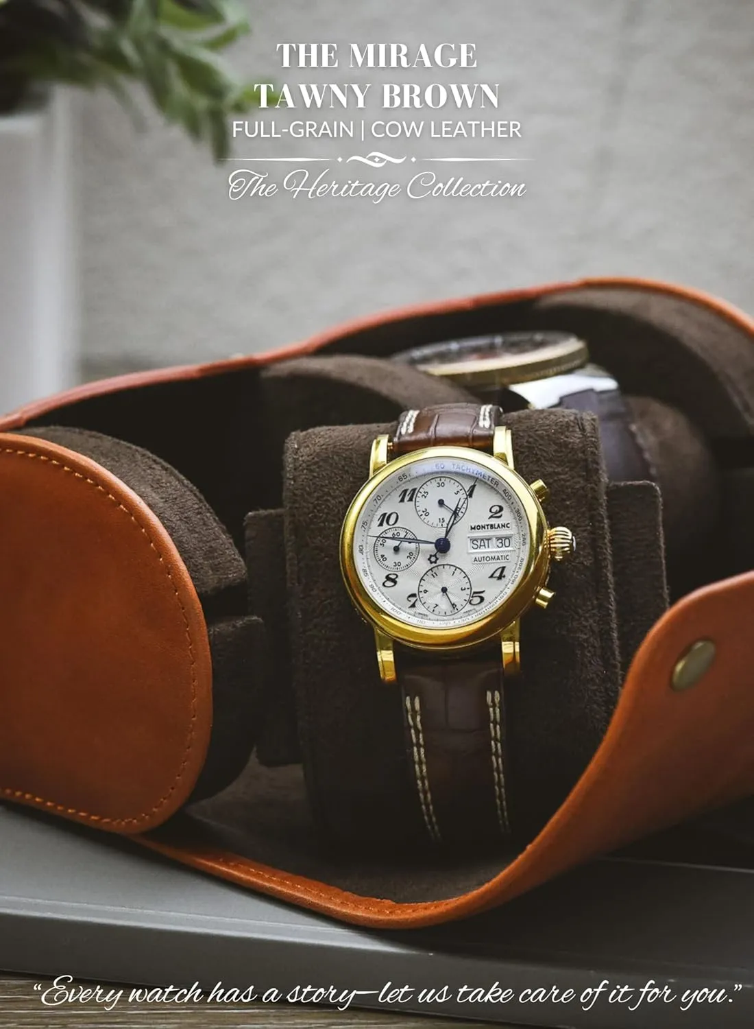 Watch Travel Case for Men 2 slot – Watch Roll – Brown Full Grain Cow Leather