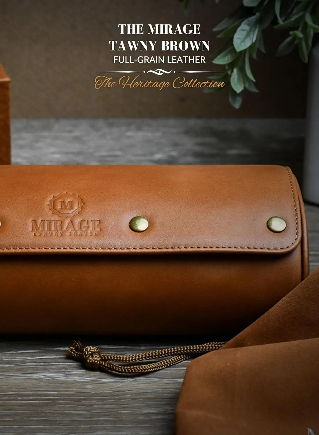 Watch Travel Case for Men – Leather Watch Roll Case Organizer – 3 Watches - Brown Full Grain Cow Leather