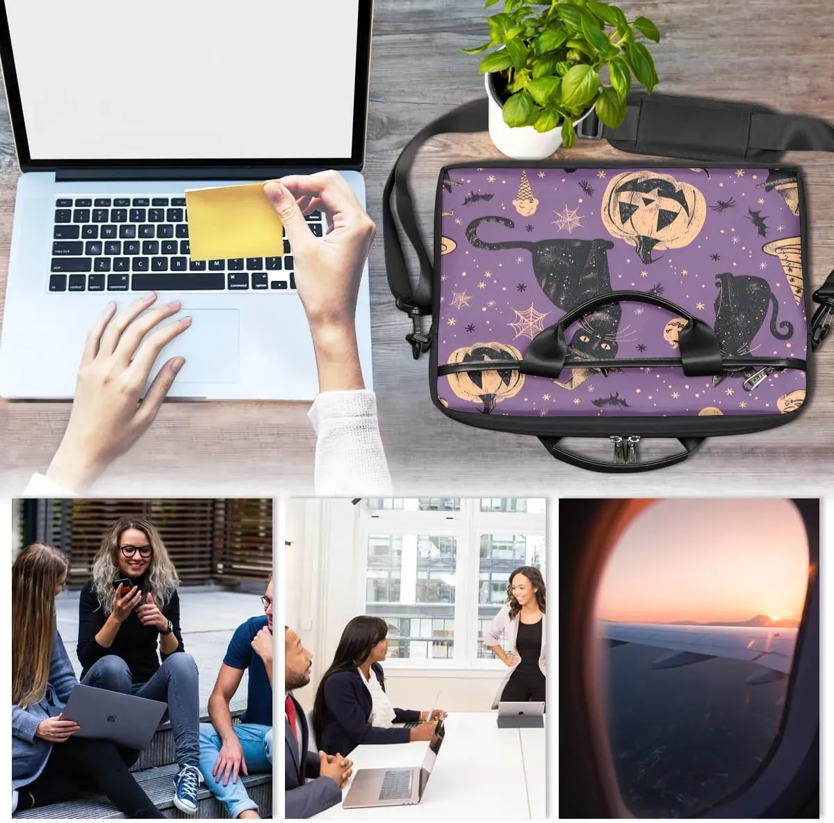 Watercolor Cat 15 Inch Laptop Bag Laptop Shoulder Bag Computer Cases for Laptops or Tablets
