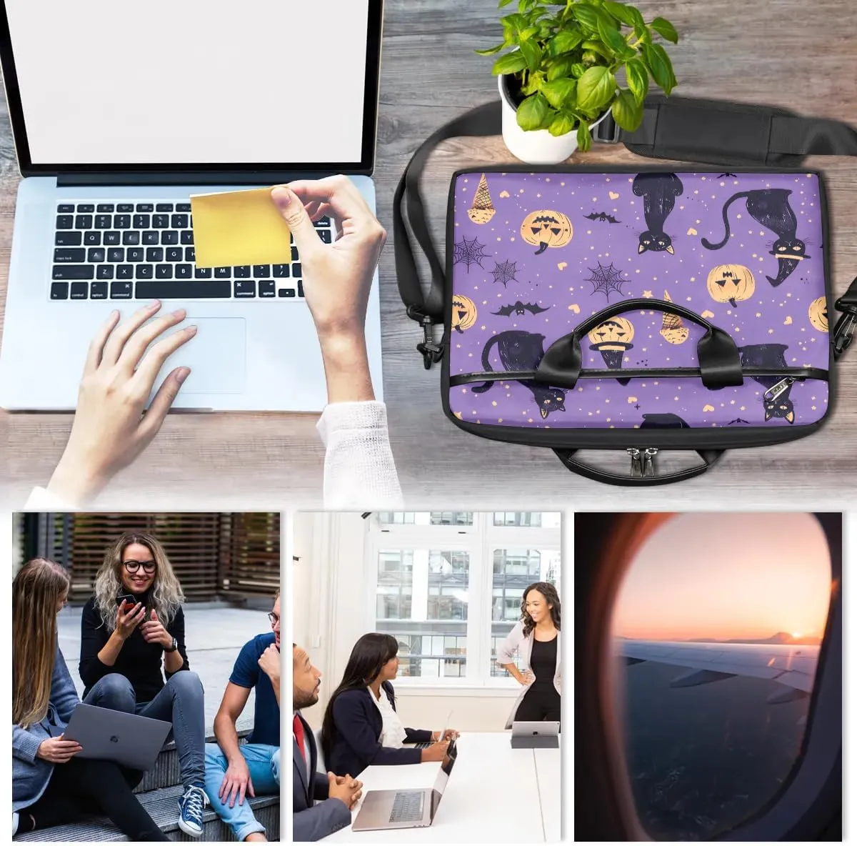 Watercolor Cat 15 Inch Laptop Bag Laptop Shoulder Bag Computer Cases for Laptops or Tablets