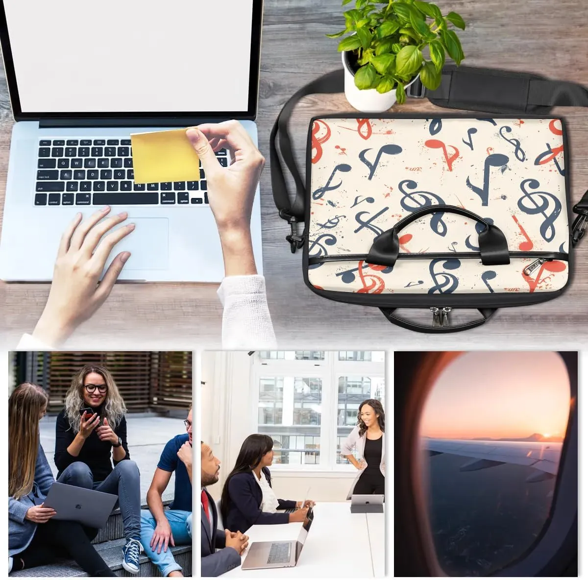 Watercolor Floral Flower 15 Inch Laptop Bag Laptop Shoulder Bag Computer Cases for Laptops or Tablets