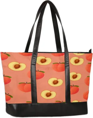 Watercolor Peaches Laptop Tote Bag for Women Lightweight Work Purse with Multiple Compartments Fits 13-15.6 Inch Laptop Tablet Shoulder Bag for Office Travel Daily Use