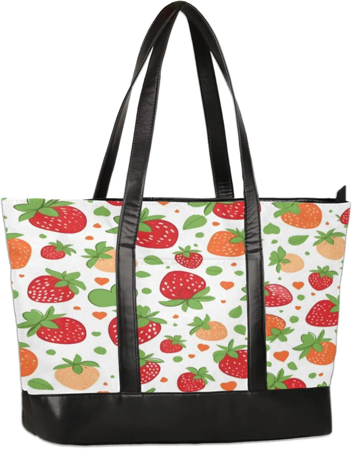 Watercolor Strawberry Hand Painting Laptop Tote Bag for Women Lightweight Work Purse with Multiple Compartments Fits 13-15.6 Inch Laptop Tablet Shoulder Bag for Office Travel Daily Use
