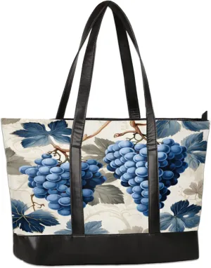 Watercolour Beautiful Grapes Laptop Tote Bag for Women Lightweight Work Purse with Multiple Compartments Fits 13-15.6 Inch Laptop Tablet Shoulder Bag for Office Travel Daily Use
