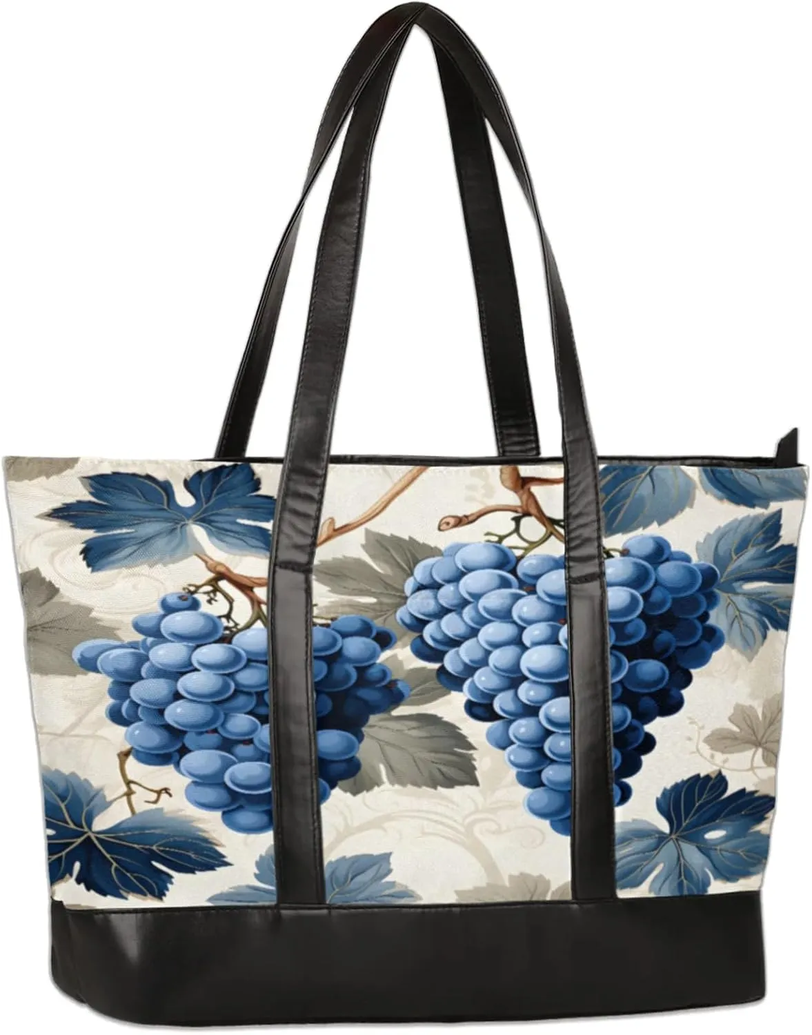 Watercolour Beautiful Grapes Laptop Tote Bag for Women Lightweight Work Purse with Multiple Compartments Fits 13-15.6 Inch Laptop Tablet Shoulder Bag for Office Travel Daily Use