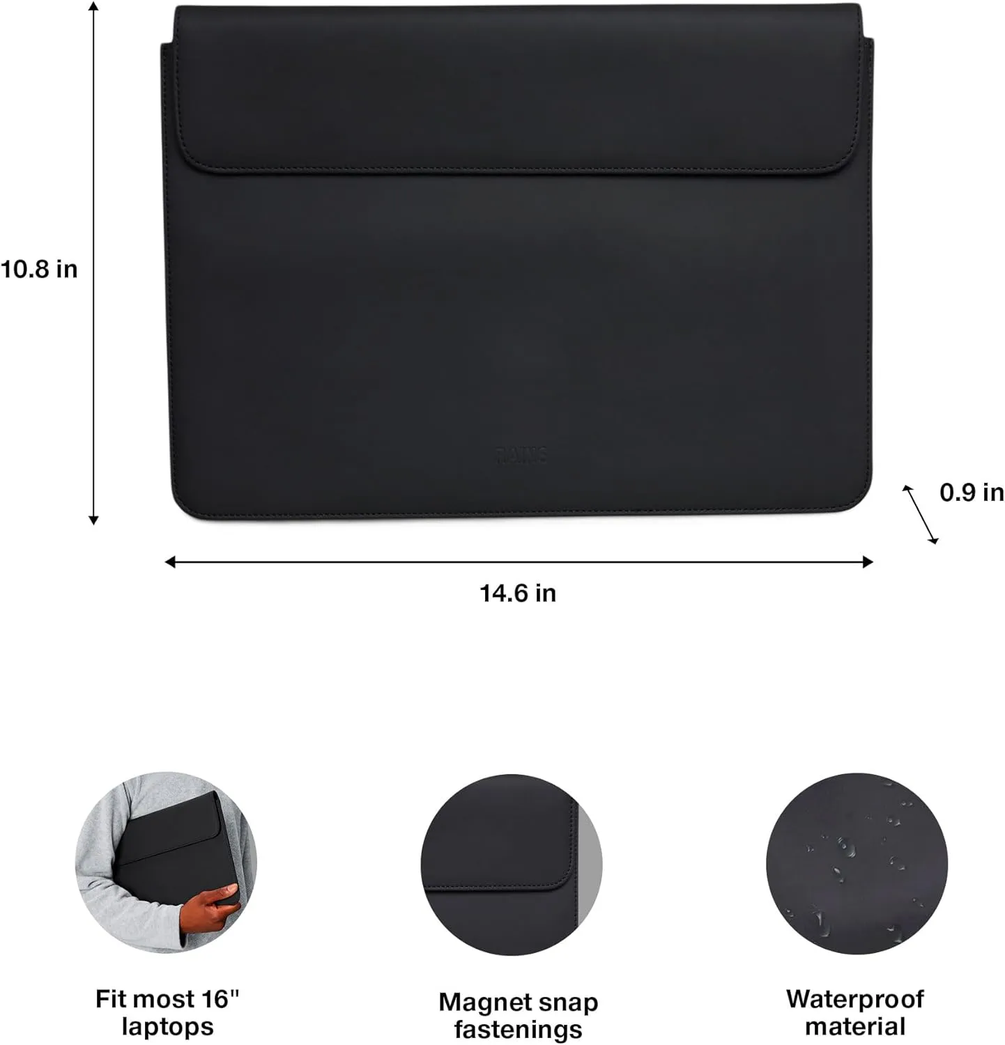 Waterproof 16'' Laptop Portfolio Sleeve – Protective Case with Soft-Lined Compartment, Magnetic Closure, Durable PU Fabric for 16-Inch Laptops