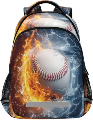 Waterproof Backpack with Baseball Water Fire Design - Lightweight Ergonomic Daypack for Commute, Travel（179）