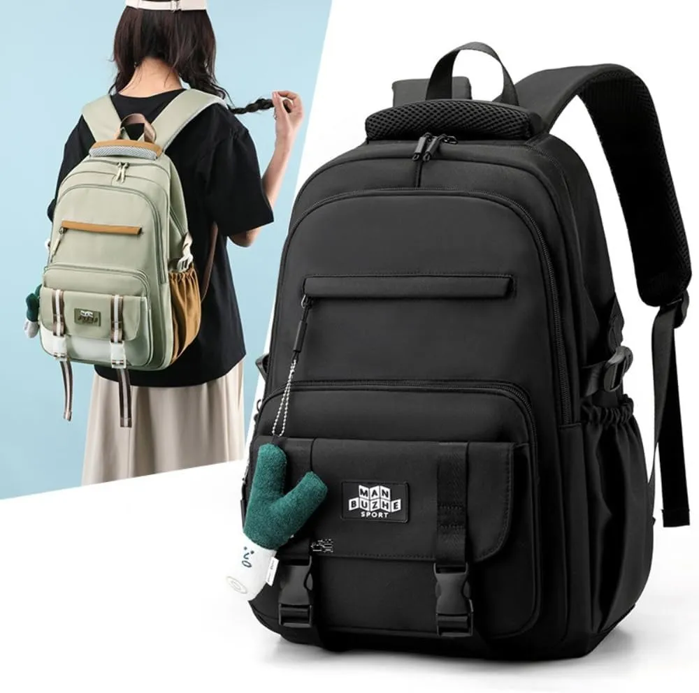 Waterproof Backpack Women Casual Fashion Large Capacity Backpack Multifunctional Side Pockets Men Travel Backpack (Blue)