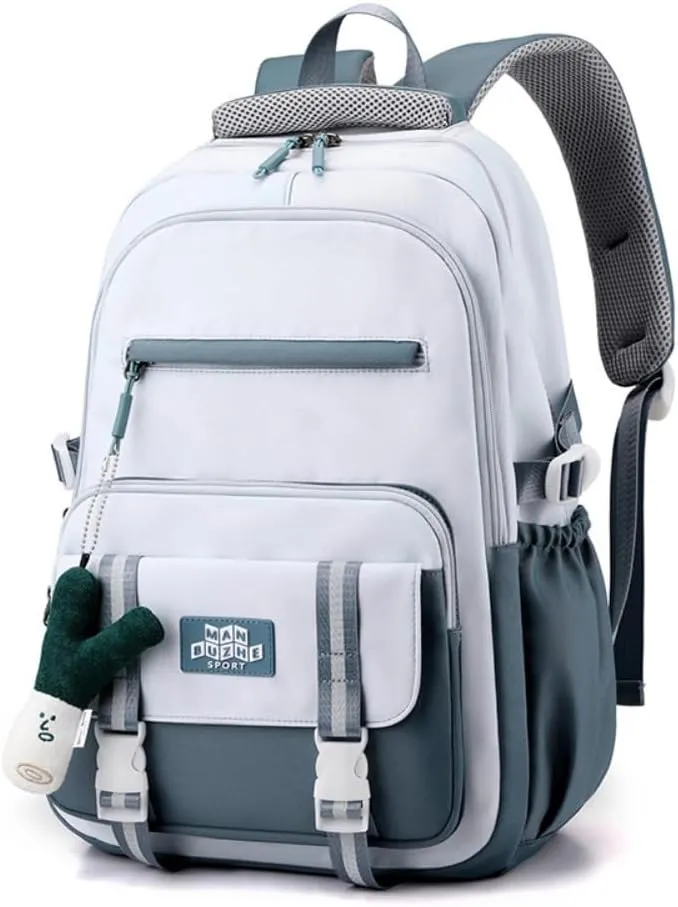 Waterproof Backpack Women Casual Fashion Large Capacity Backpack Multifunctional Side Pockets Men Travel Backpack (Blue)