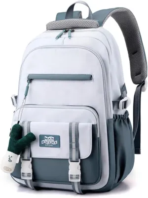Waterproof Backpack Women Casual Fashion Large Capacity Backpack Multifunctional Side Pockets Men Travel Backpack (Blue)