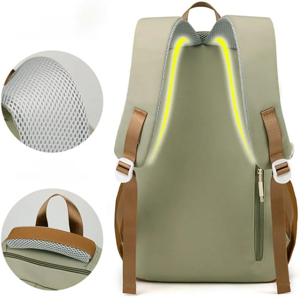Waterproof Backpack Women Casual Fashion Large Capacity Backpack Multifunctional Side Pockets Men Travel Backpack (White)