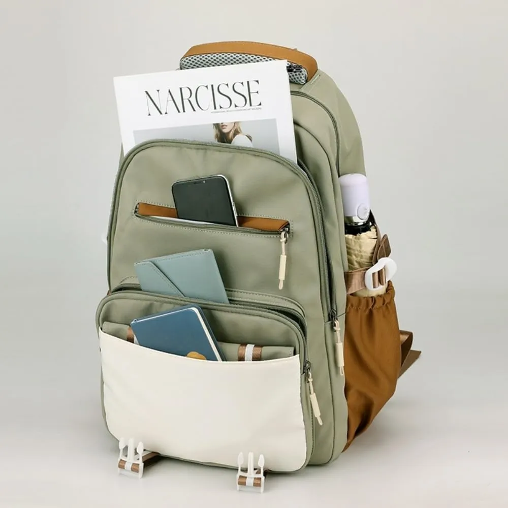 Waterproof Backpack Women Casual Fashion Large Capacity Backpack Multifunctional Side Pockets Men Travel Backpack (White)