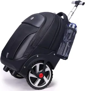 Waterproof Rolling Backpack, Backpack with Wheels for Business and Travel Commuter, Carry on Backpack with Laptop Compartment for Women and Men Adult (Black, 20inch)
