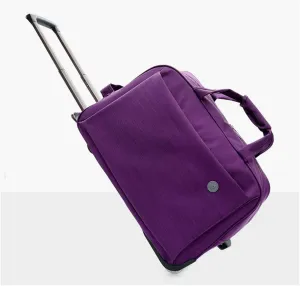 Waterproof Rolling Duffel Bag Wheeled Business Carry on Luggage, Soft Rolling Tote Travel Bag Suitcases on Wheels, Overnight Weekender Bags for Man (Color : Purple, Size : Small)